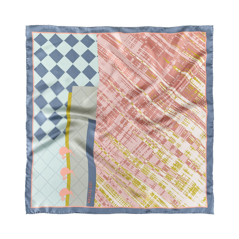 Silk Twill Square Scarf with Geothermal Wonders Print in Air Force Blue 60