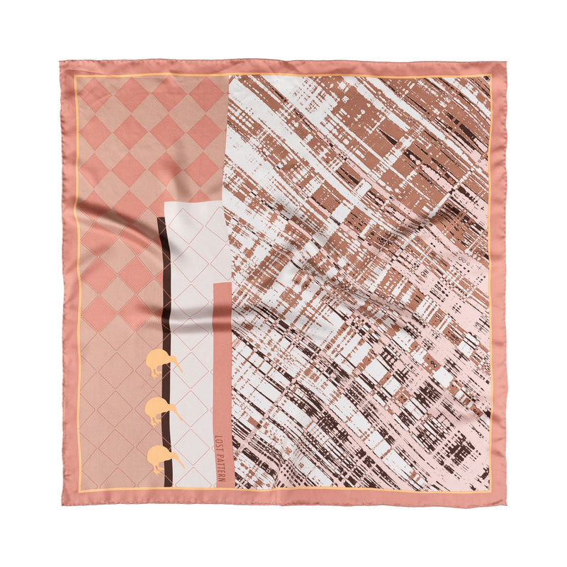 Silk Twill Square Scarf with Geothermal Wonders Print in Rose and Blue 60