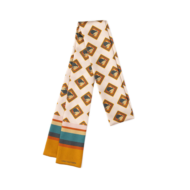 Square Silk Scarf with Parrots and Love Letter in Tuscan Sun Yellow 60
