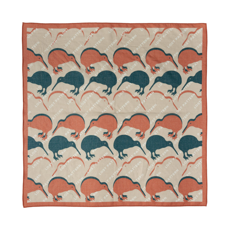 Silk Twill Square Scarf with Geothermal Wonders Print in Peach 60